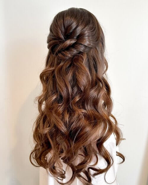 Braid up-do curly hair bridal hairstyle