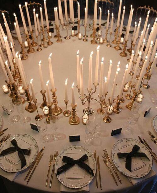 gold candlestick holders centerpiece