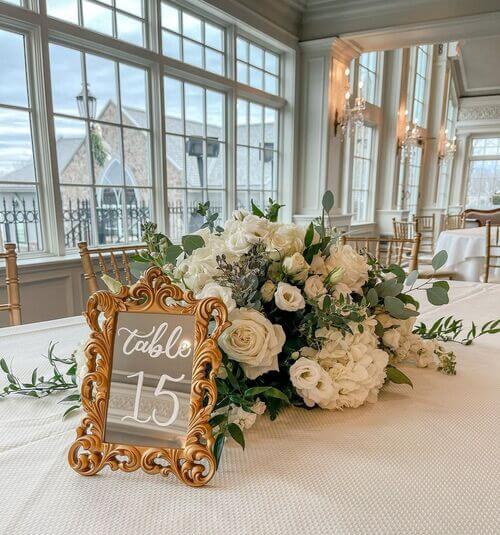 gold table number frame