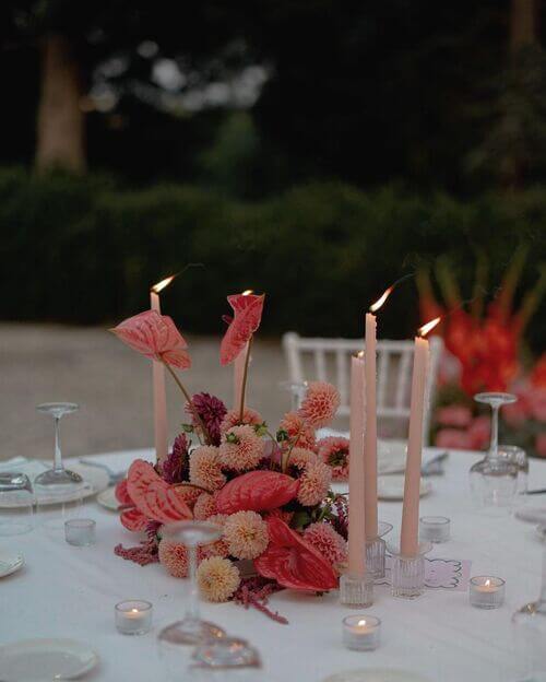 red centerpieces wedding