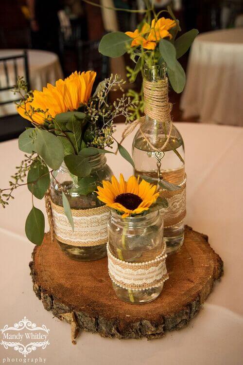 rustic sunflower centerpieces