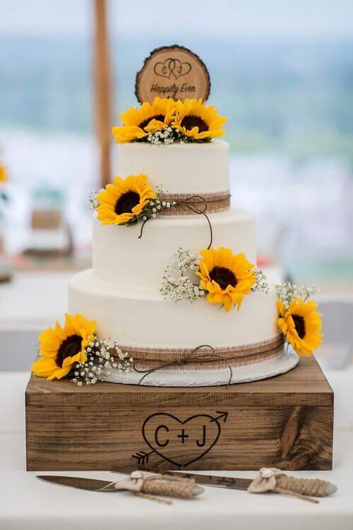 sunflower wedding cake