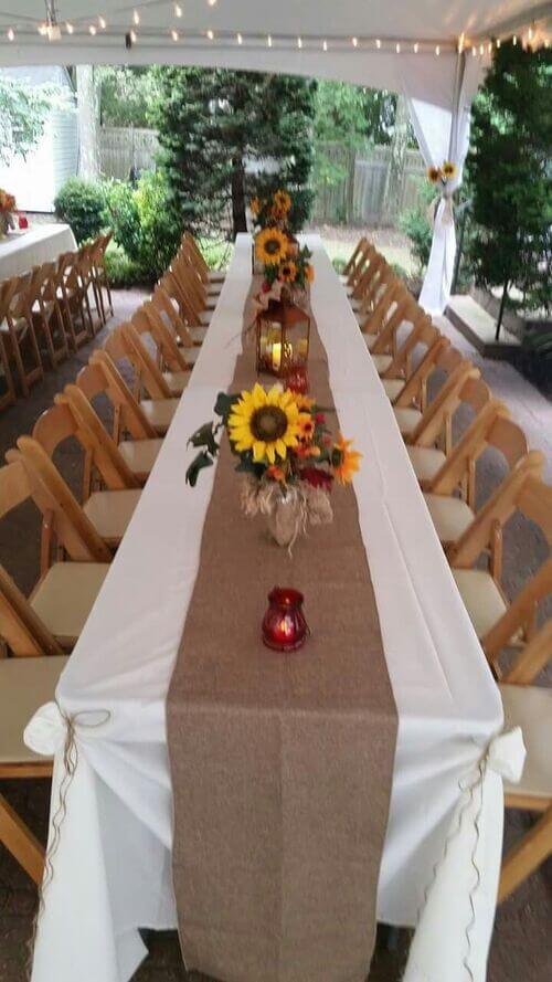 wedding table setting sunflowers