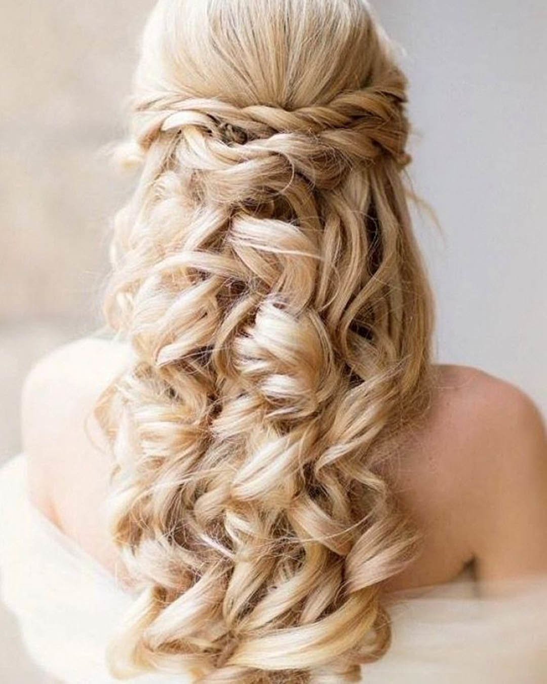 Twisted Half Updo with Floral Accents