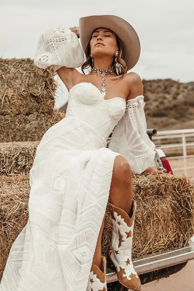 Brides In Bridal Cowgirl Boots