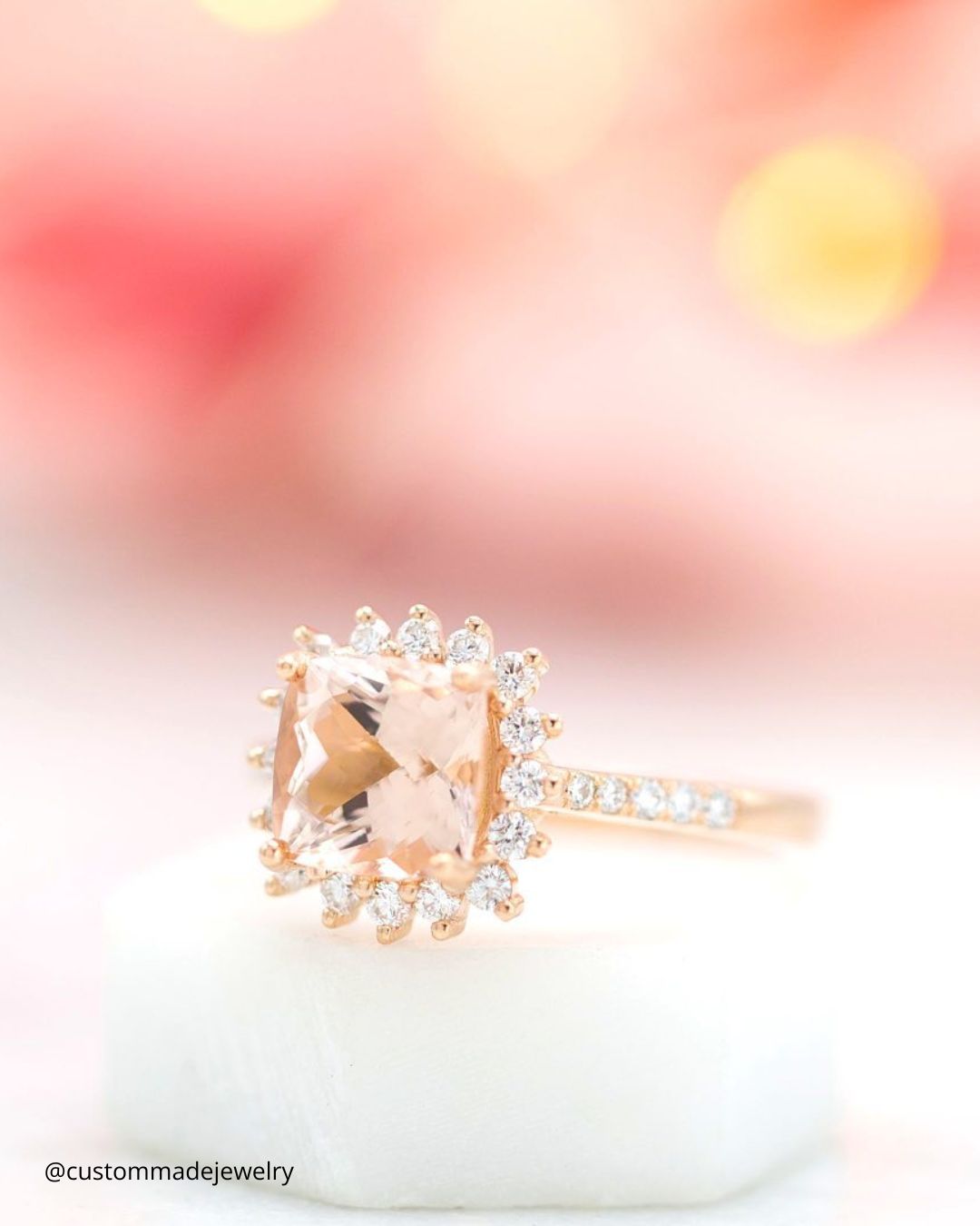 Halo Morganite Engagement Rings
