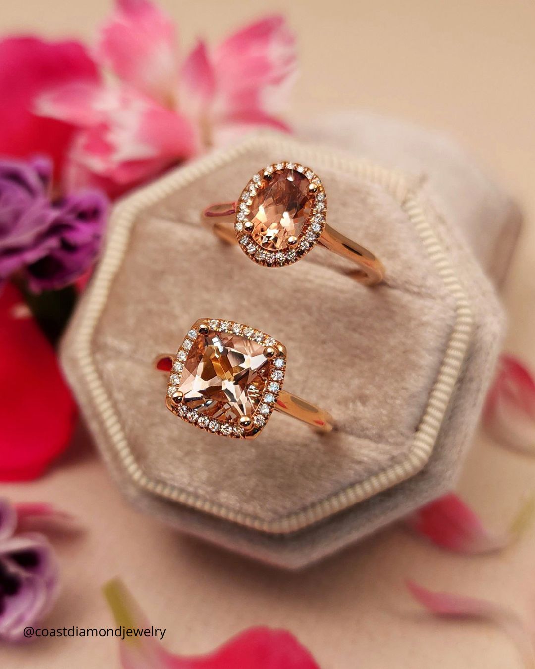 Oval-Cut Morganite Rings