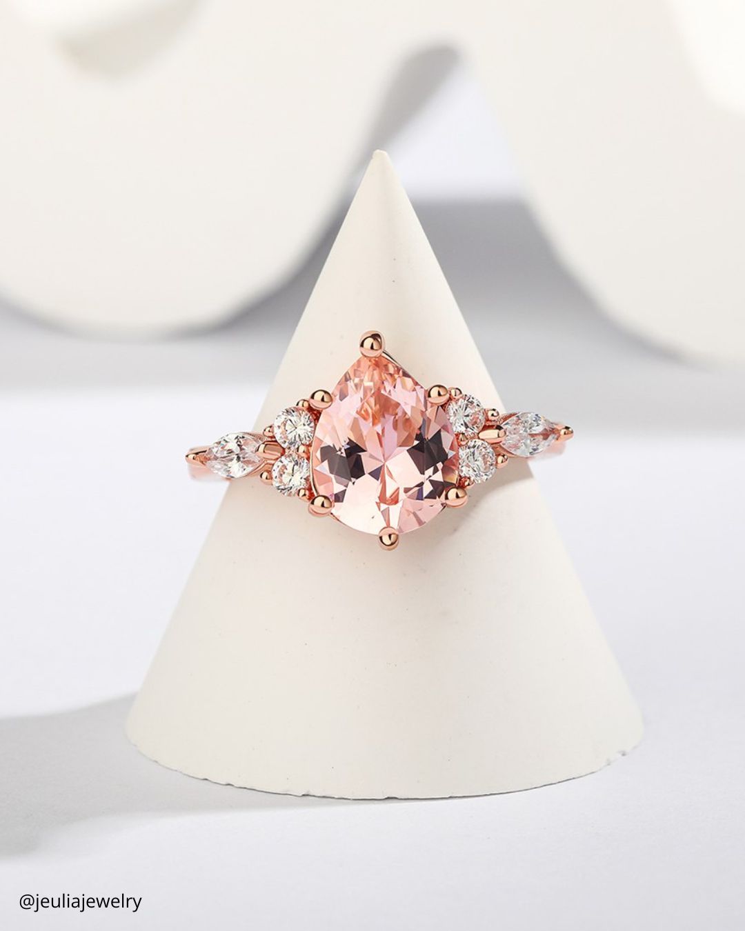 Emerald Cut Morganite Rings