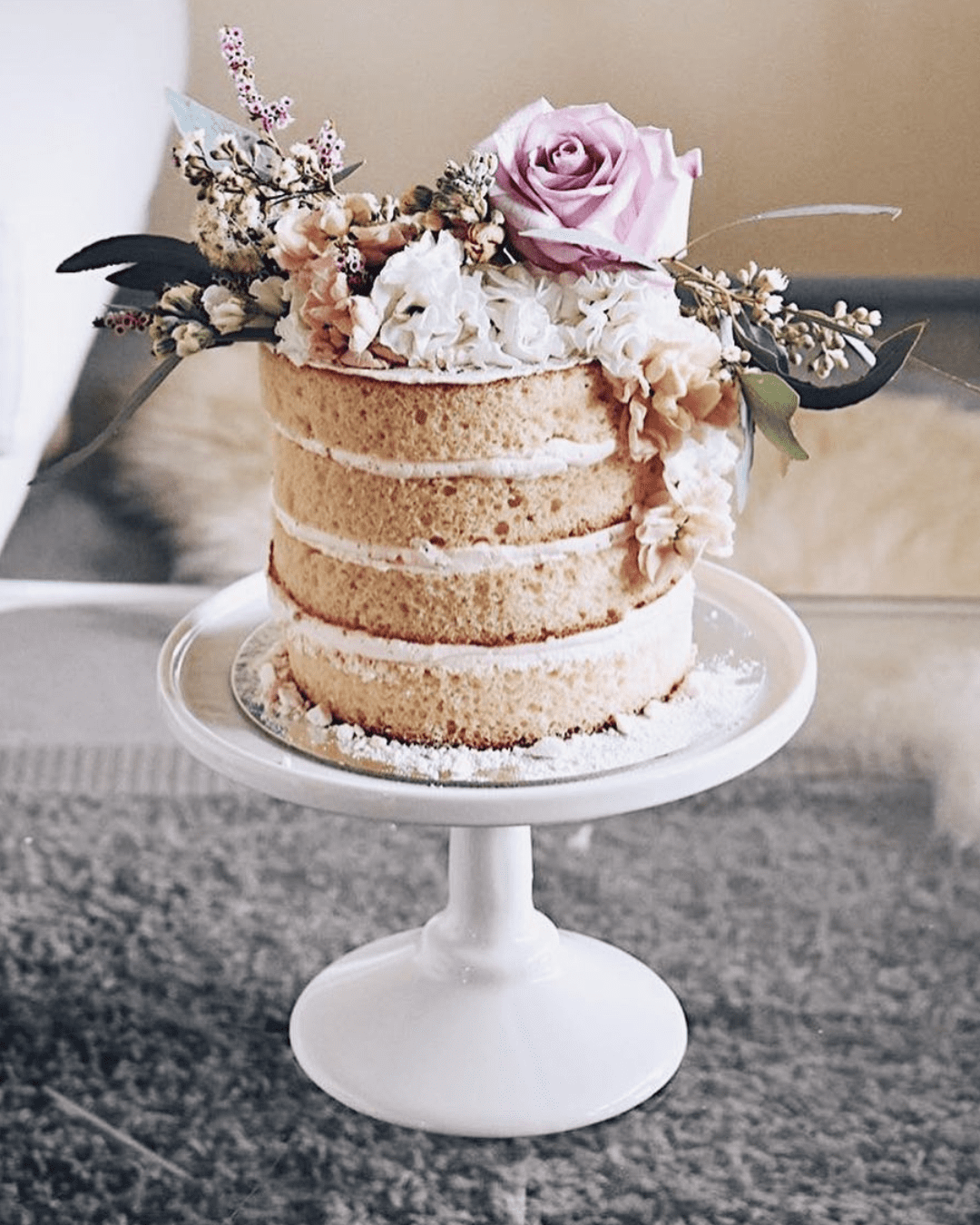 Tier Simple Naked Wedding Cakes