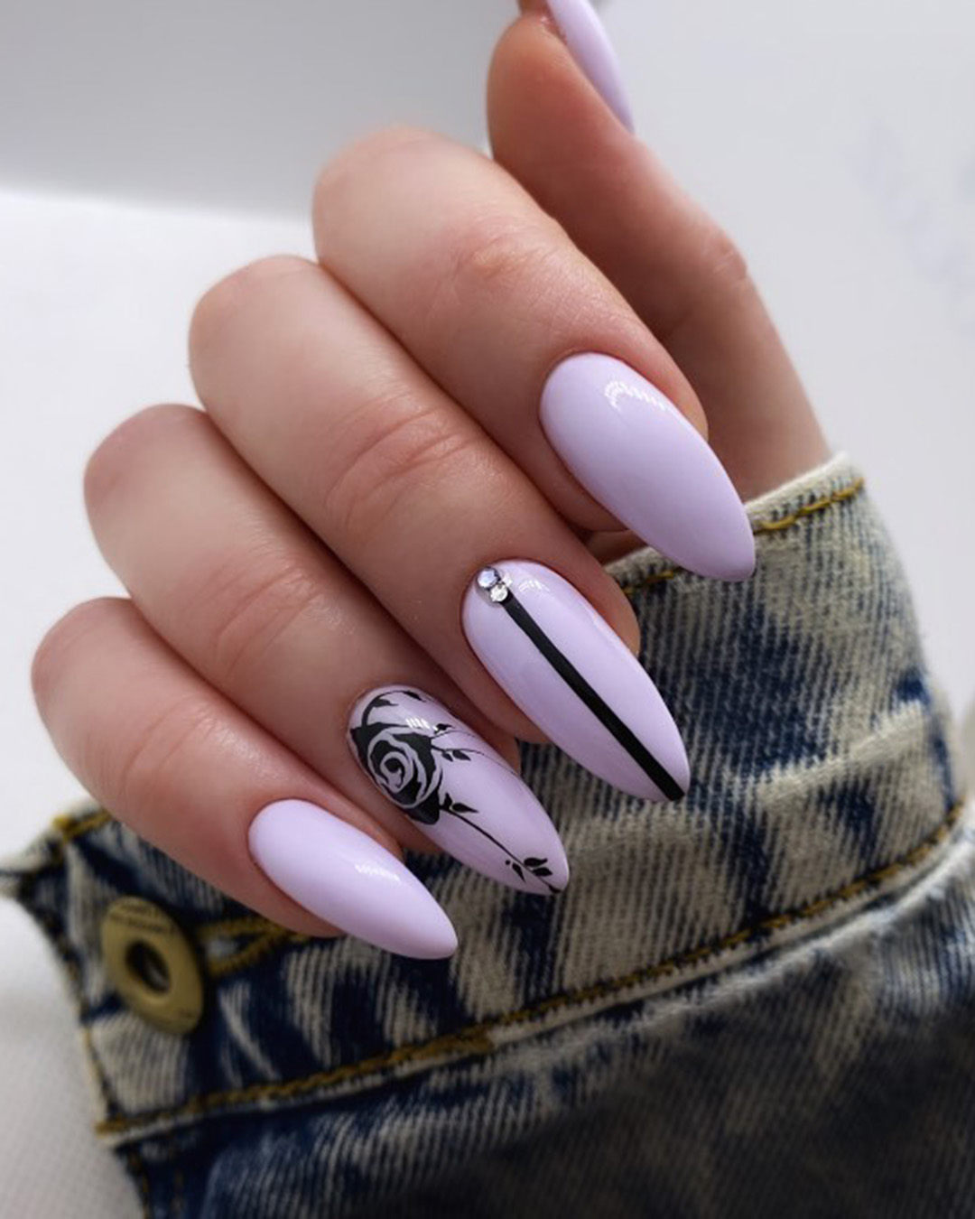 Purple and White Wedding Nails
