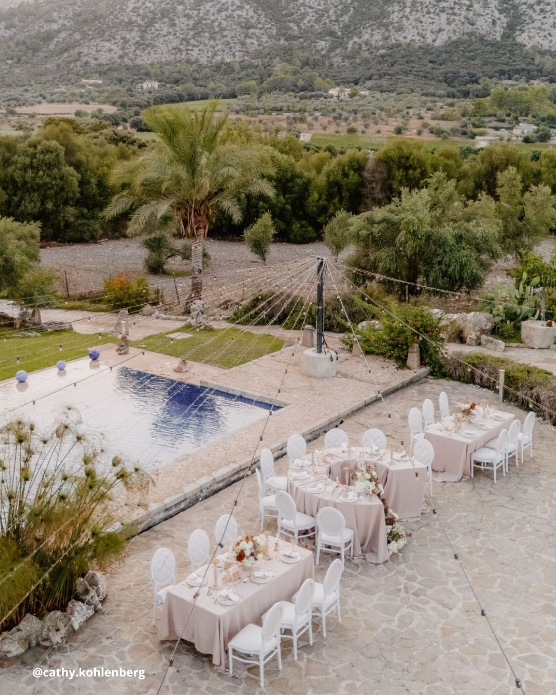 Reception Wedding Decor Around A Pool