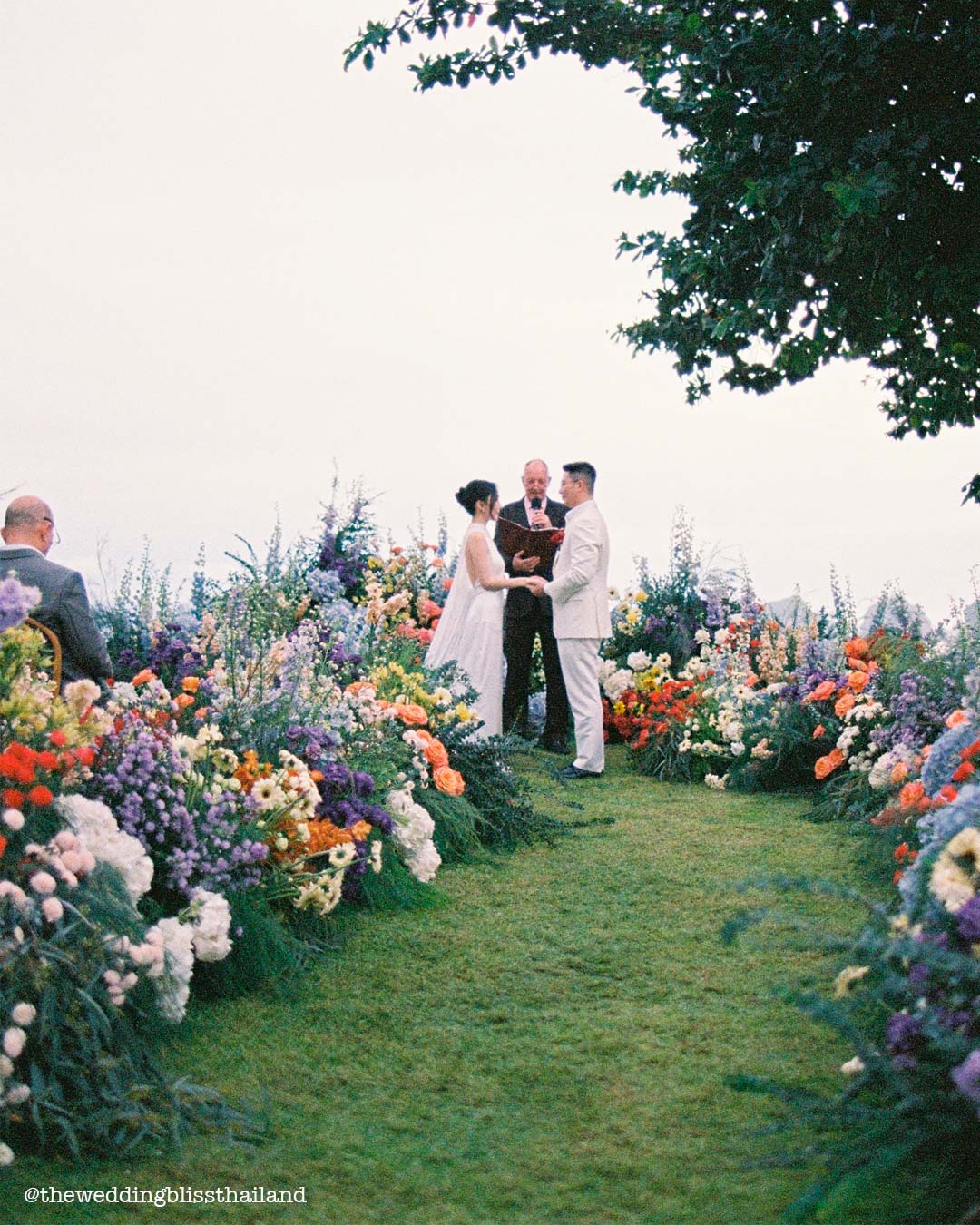 Line Flowers Along The Aisle