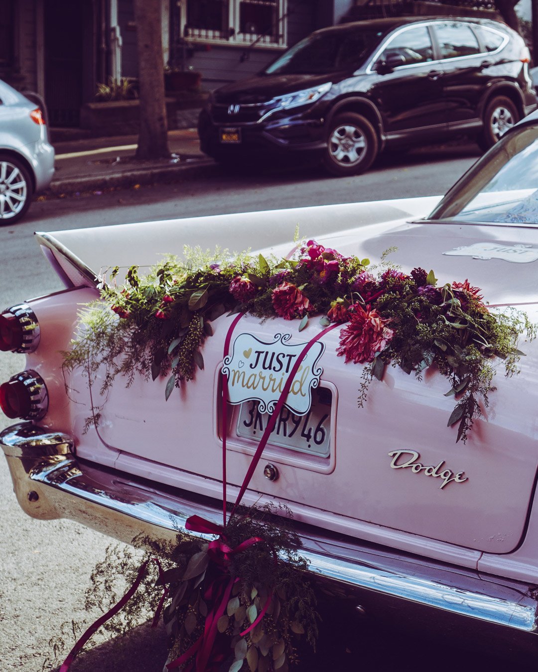 Unique Back of Car Wedding Decor