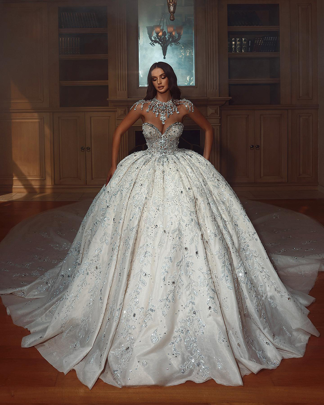 Ball Gown Diamond Cinderella Wedding Dresses