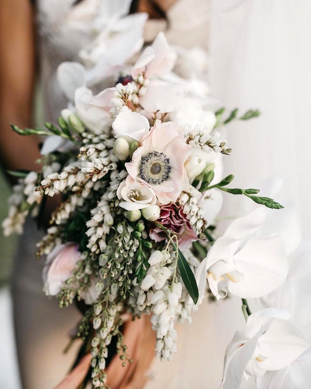 Wedding Cascade Bouquets with Orchids