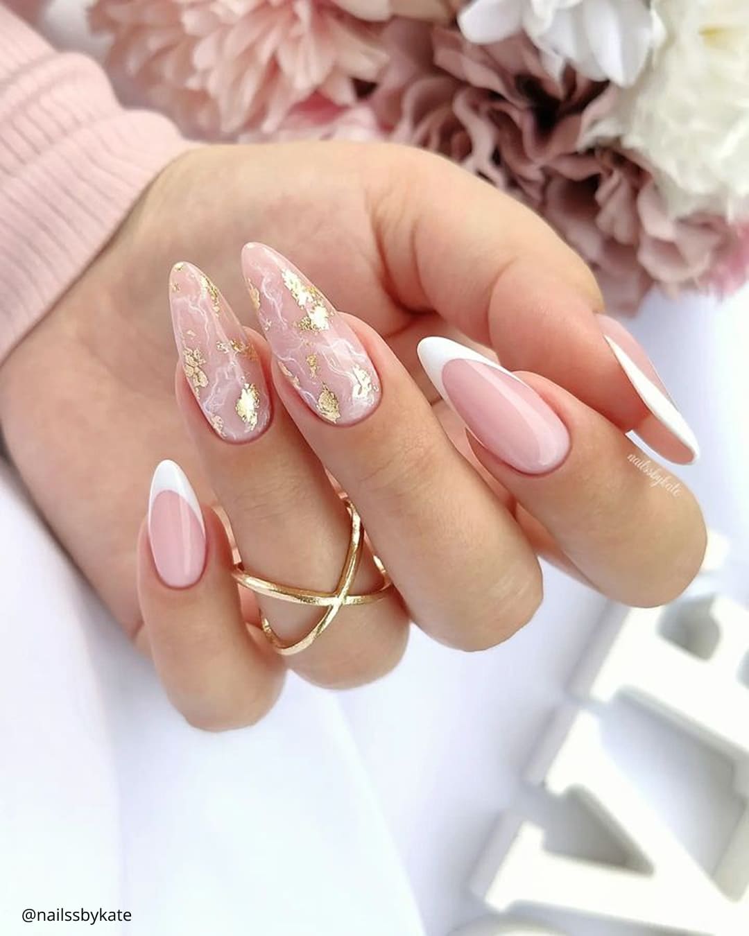 Cute Pink and White Nails