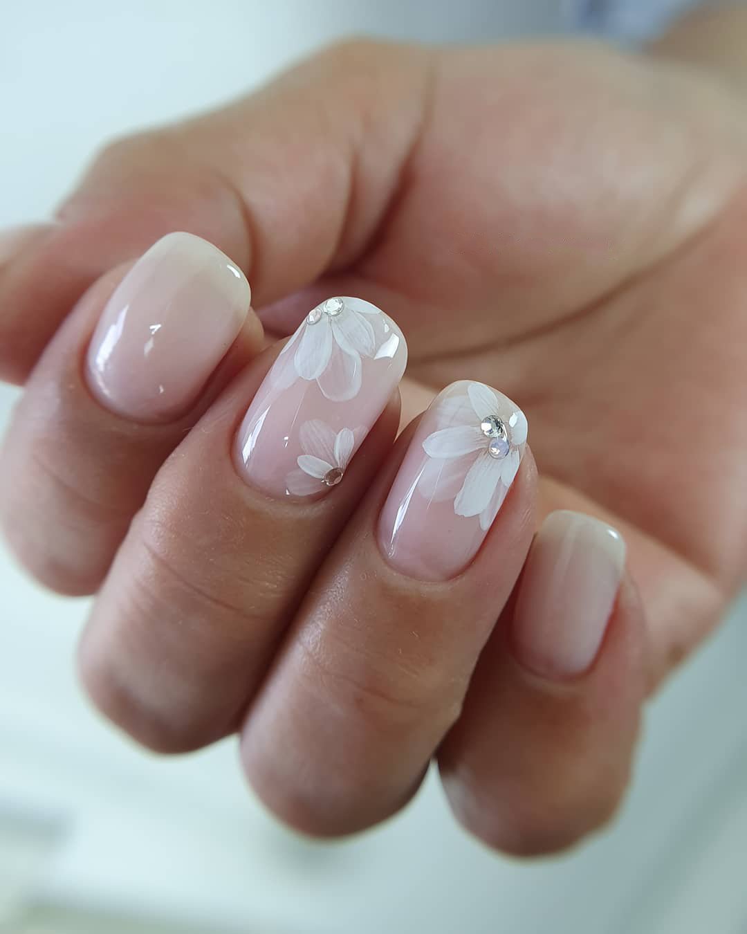 Pink And White Nails Short