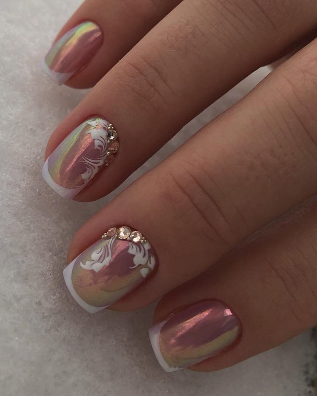 Pink And White Almond Nails