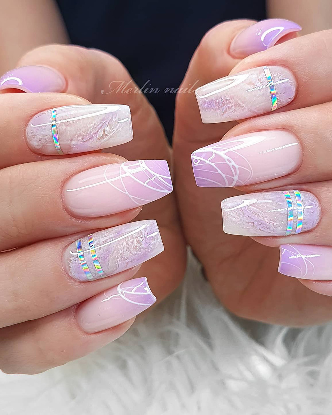 Acrylic Pink And White Nails