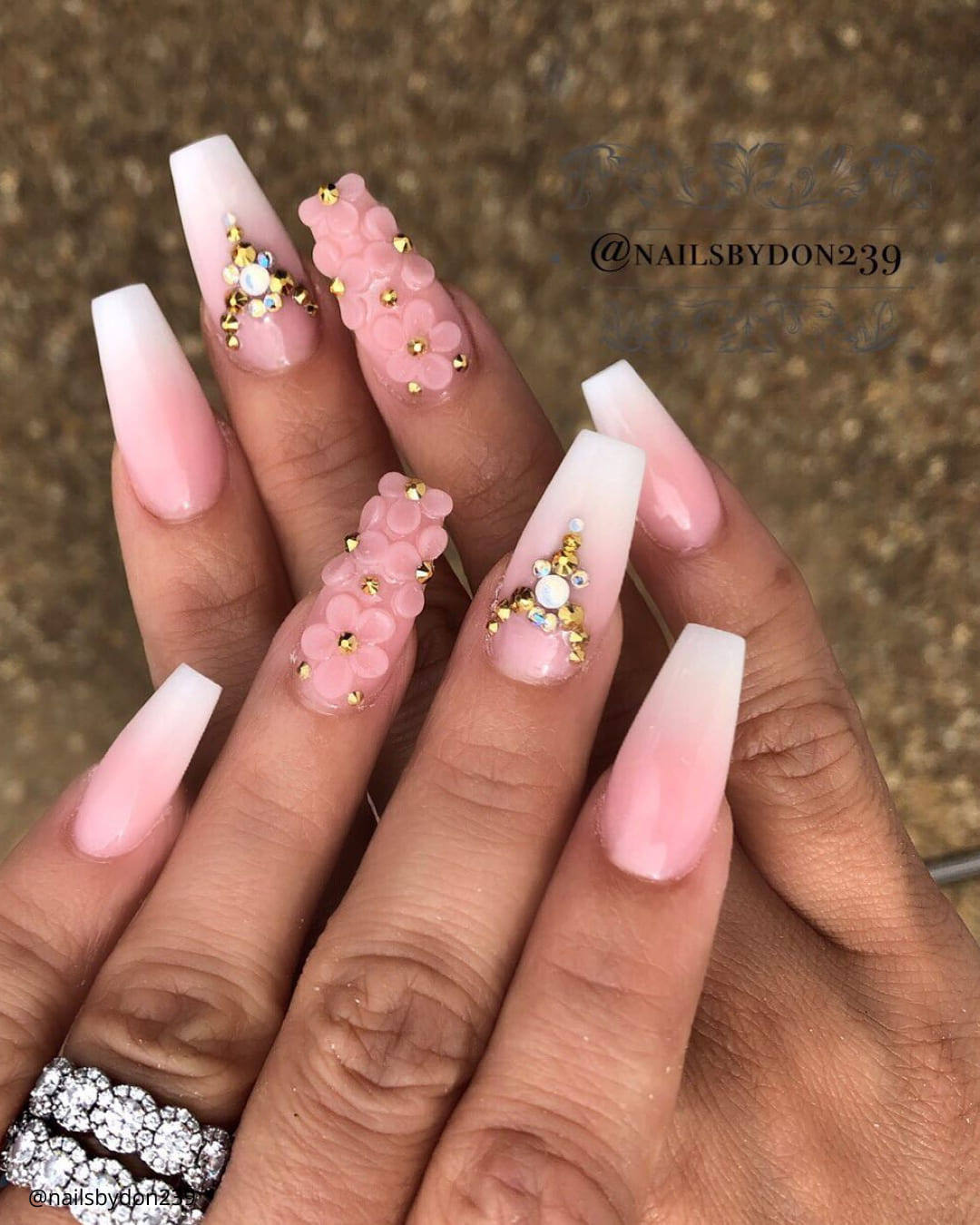 Solar Pink And White Nails