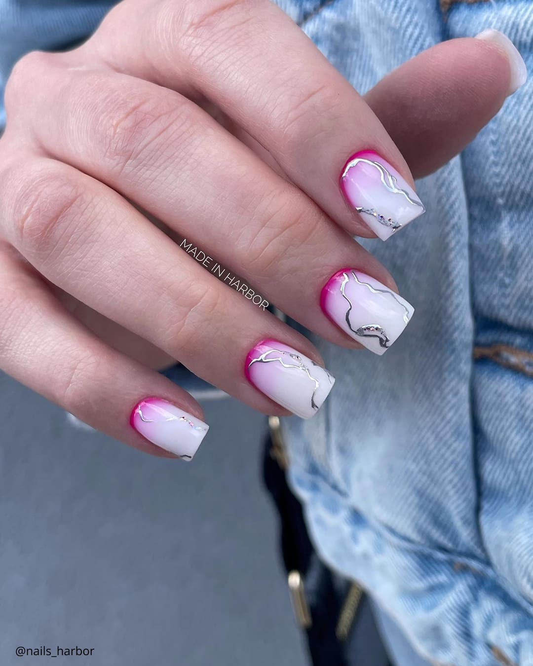 Solar Pink And White Nails