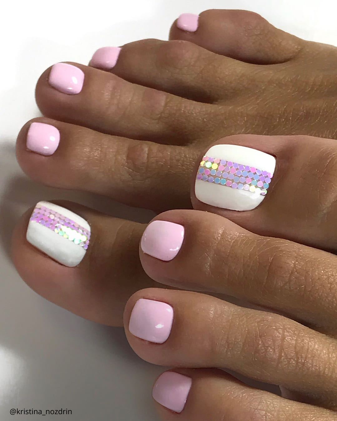 White and Pink Toe Nails