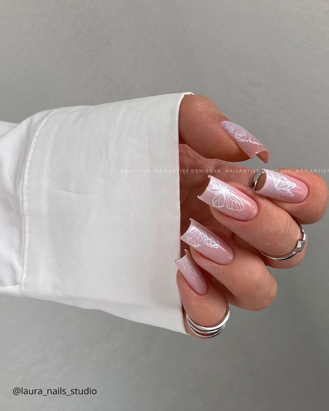 Coffin Ombre Wedding Nails