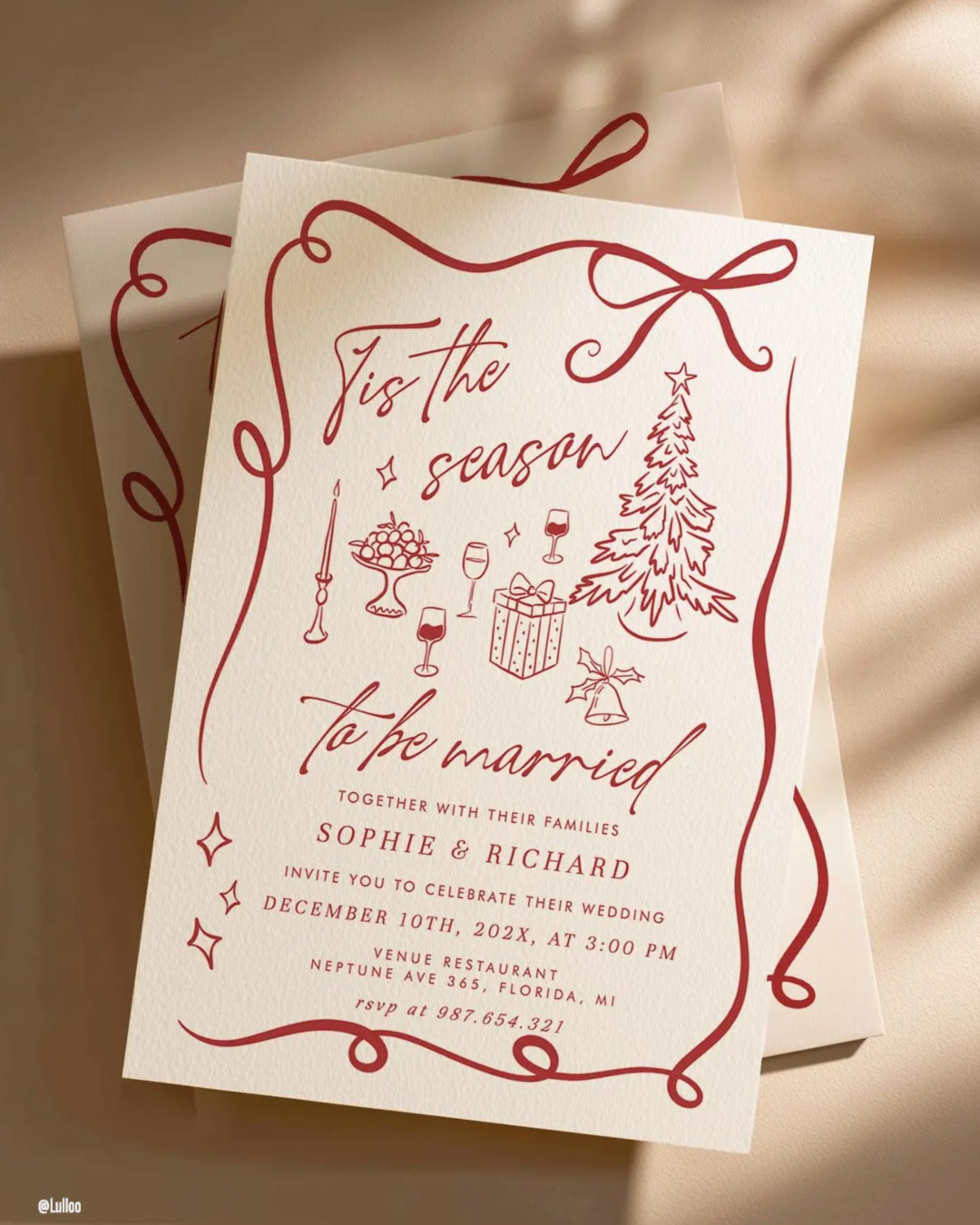 Wedding Invitations in Christmas Theme