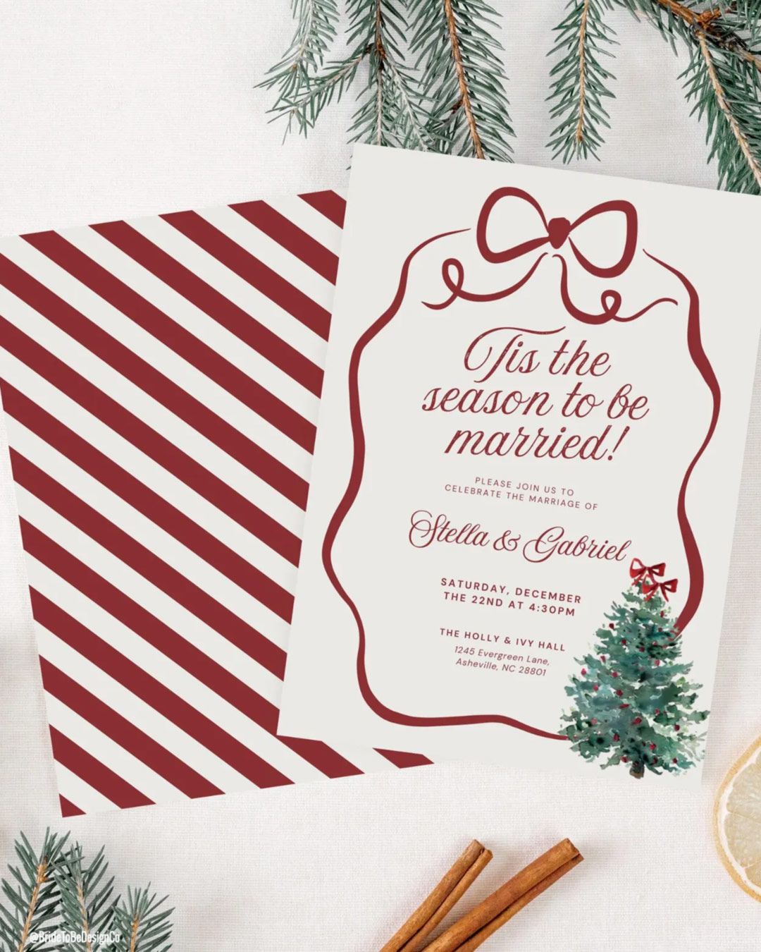 Wedding Invitations in Christmas Theme