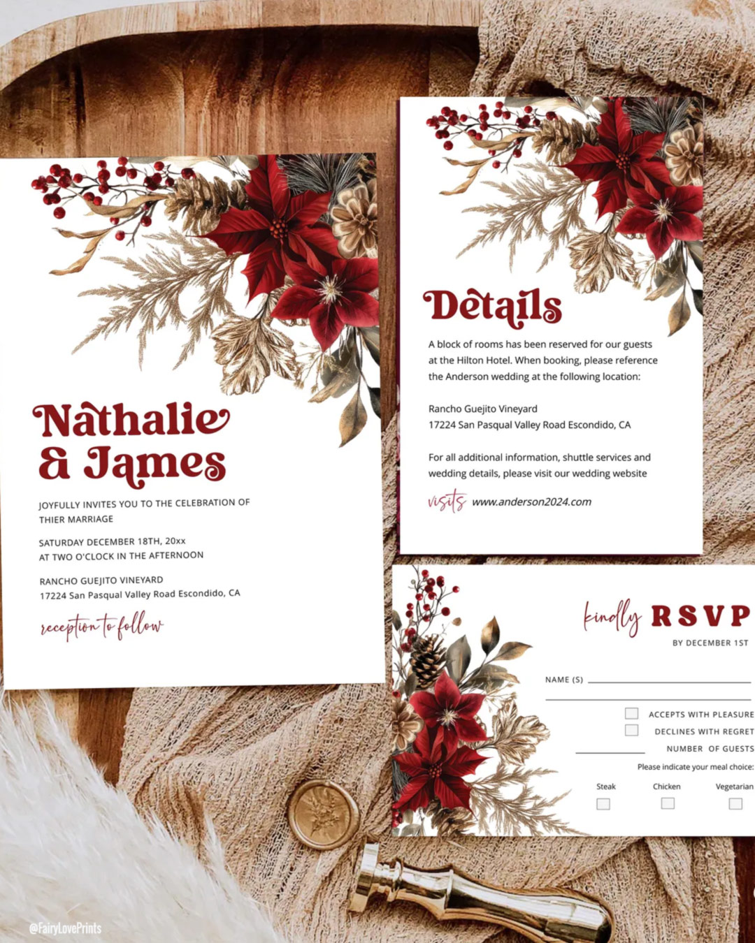 Wedding Invitations in Christmas Theme