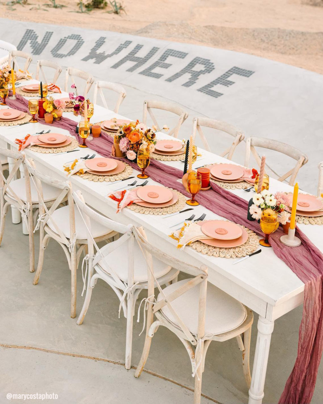 Soft Maroon, Peach, and Marigold