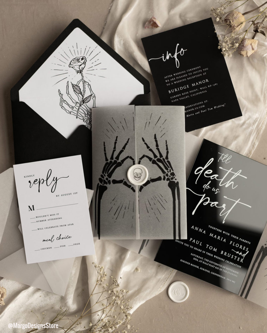 Elegant Halloween Wedding Invitations