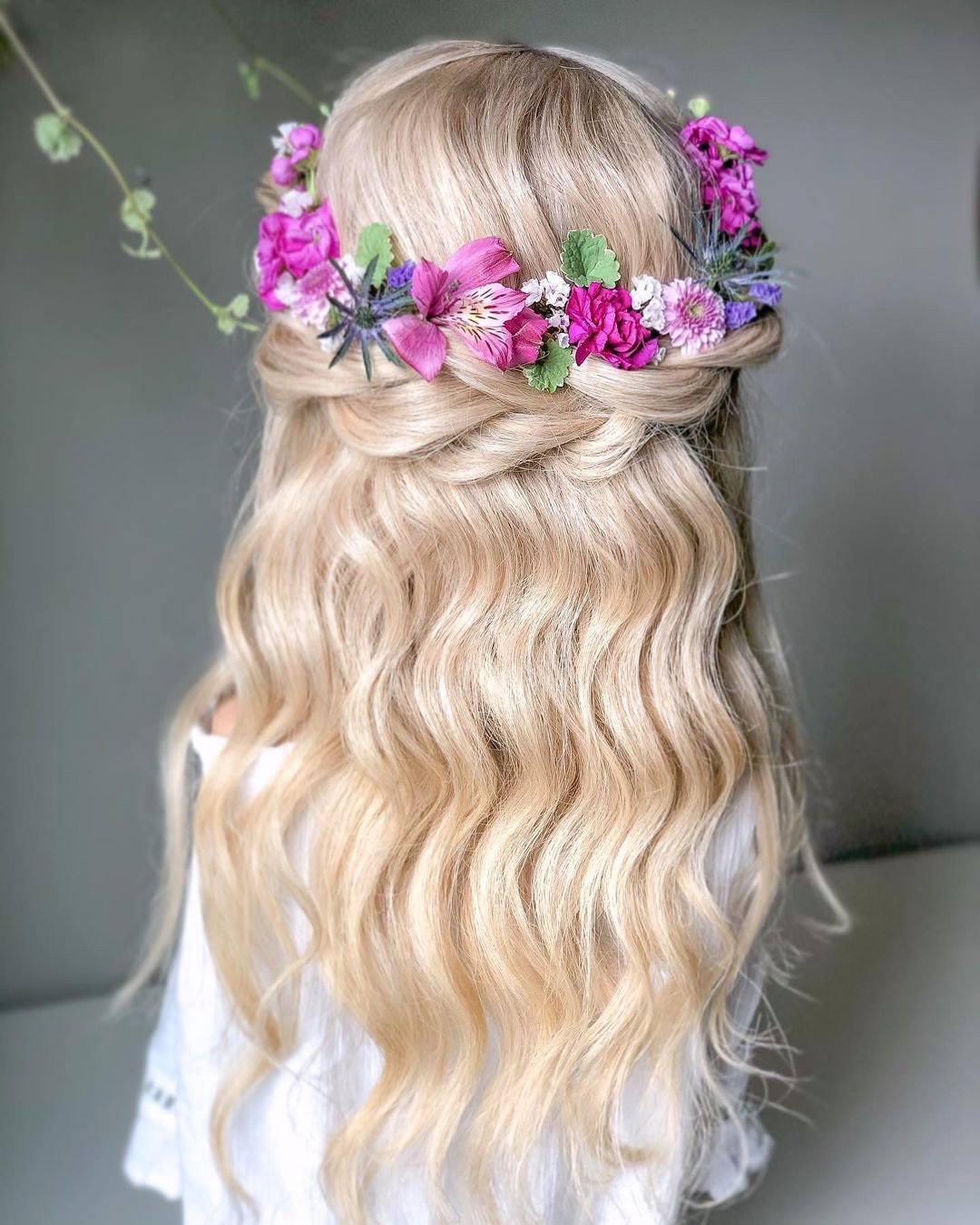 Up Hairstyles Wedding With Pink Flowers