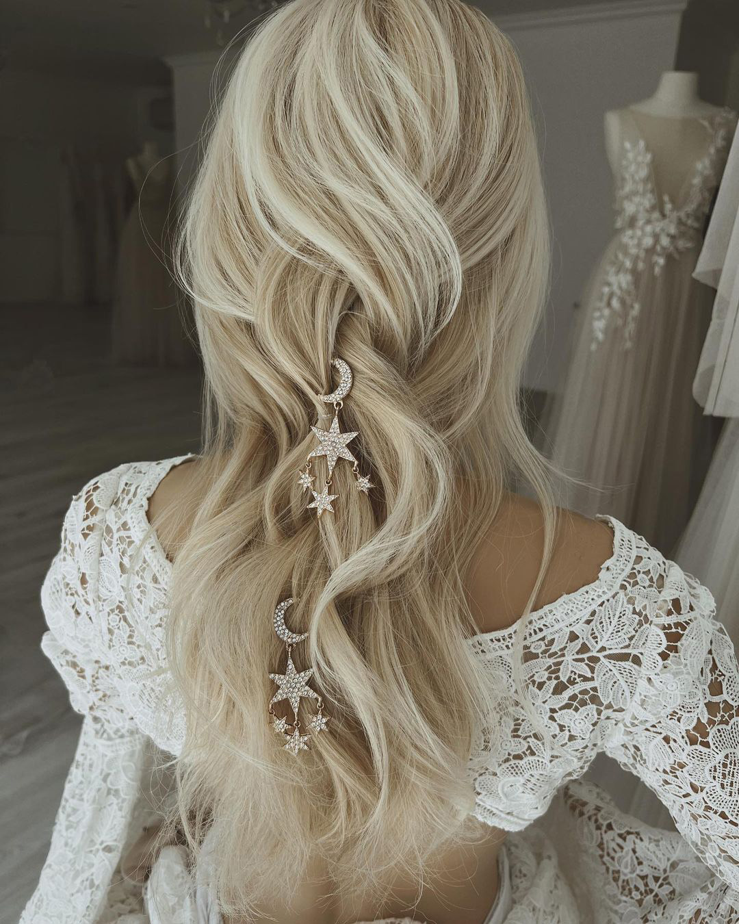 Side Swept Wedding Hair Down
