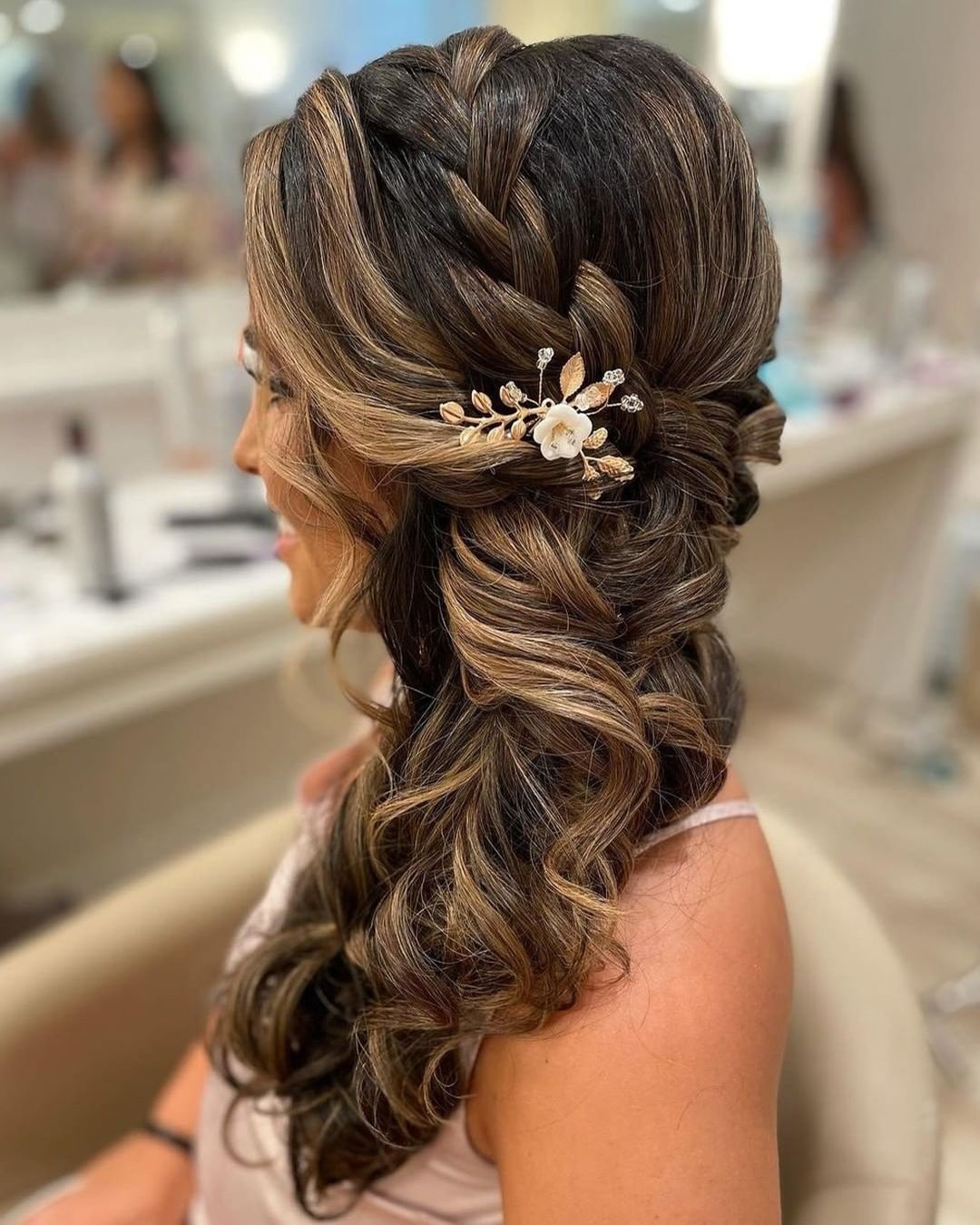 Down Loose Curls Wedding Hair DIY