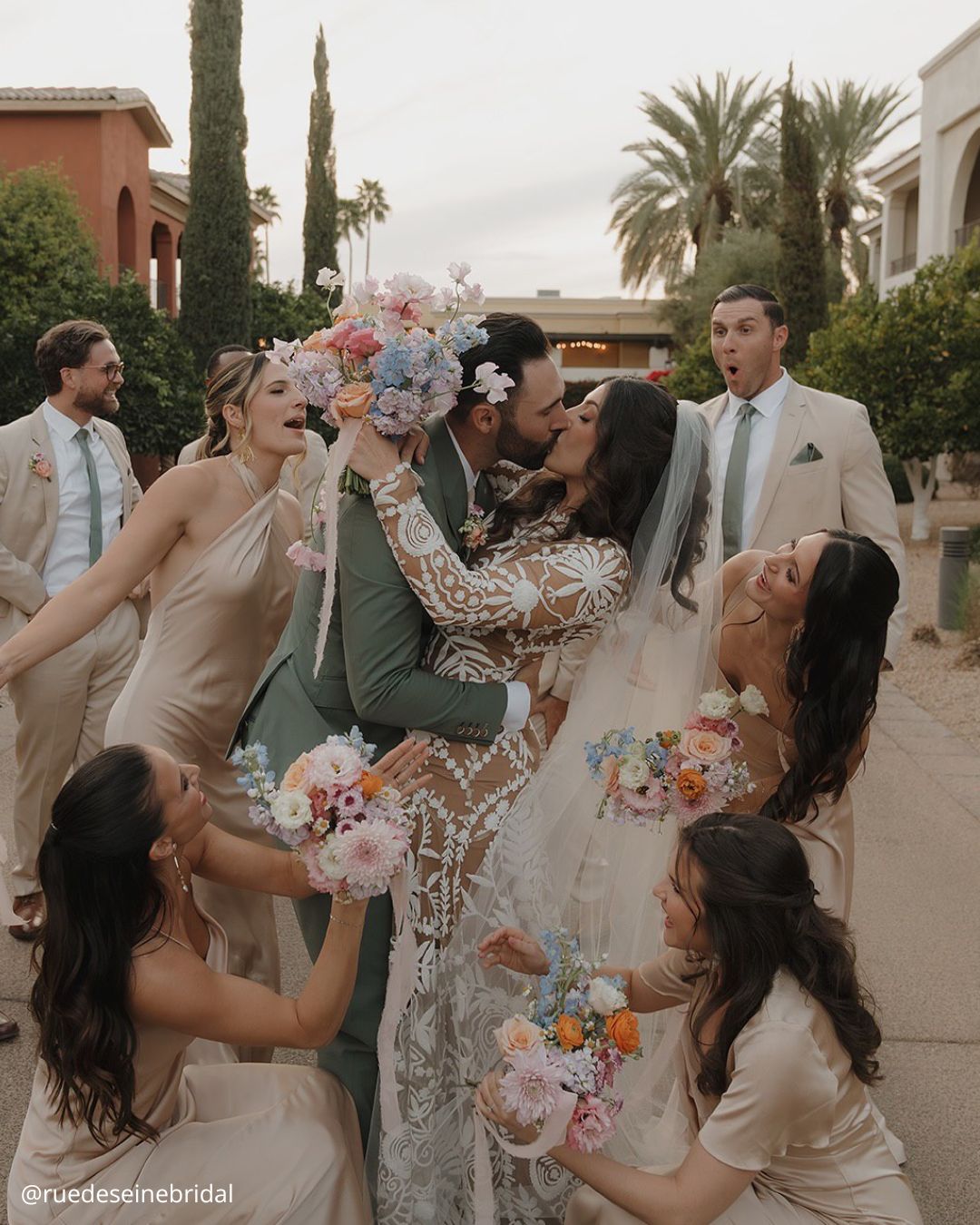 Bridesmaids With A Flower Girl