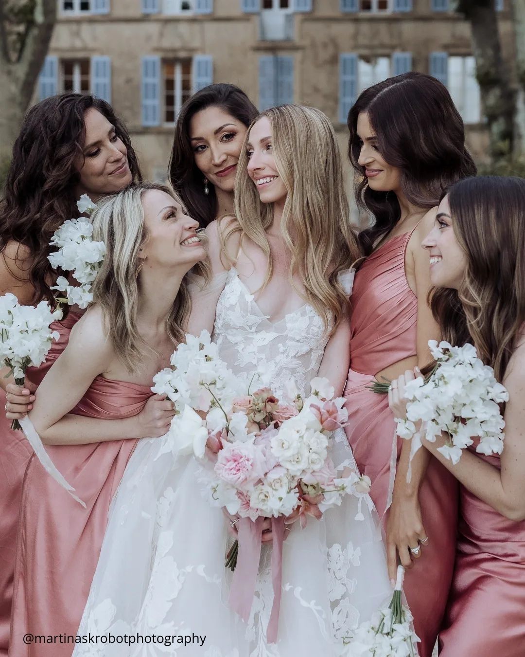 Bridesmaids With A Flower Girl