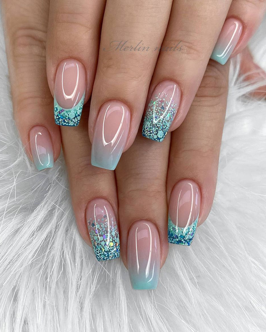 Coffin Ombre Wedding Nails
