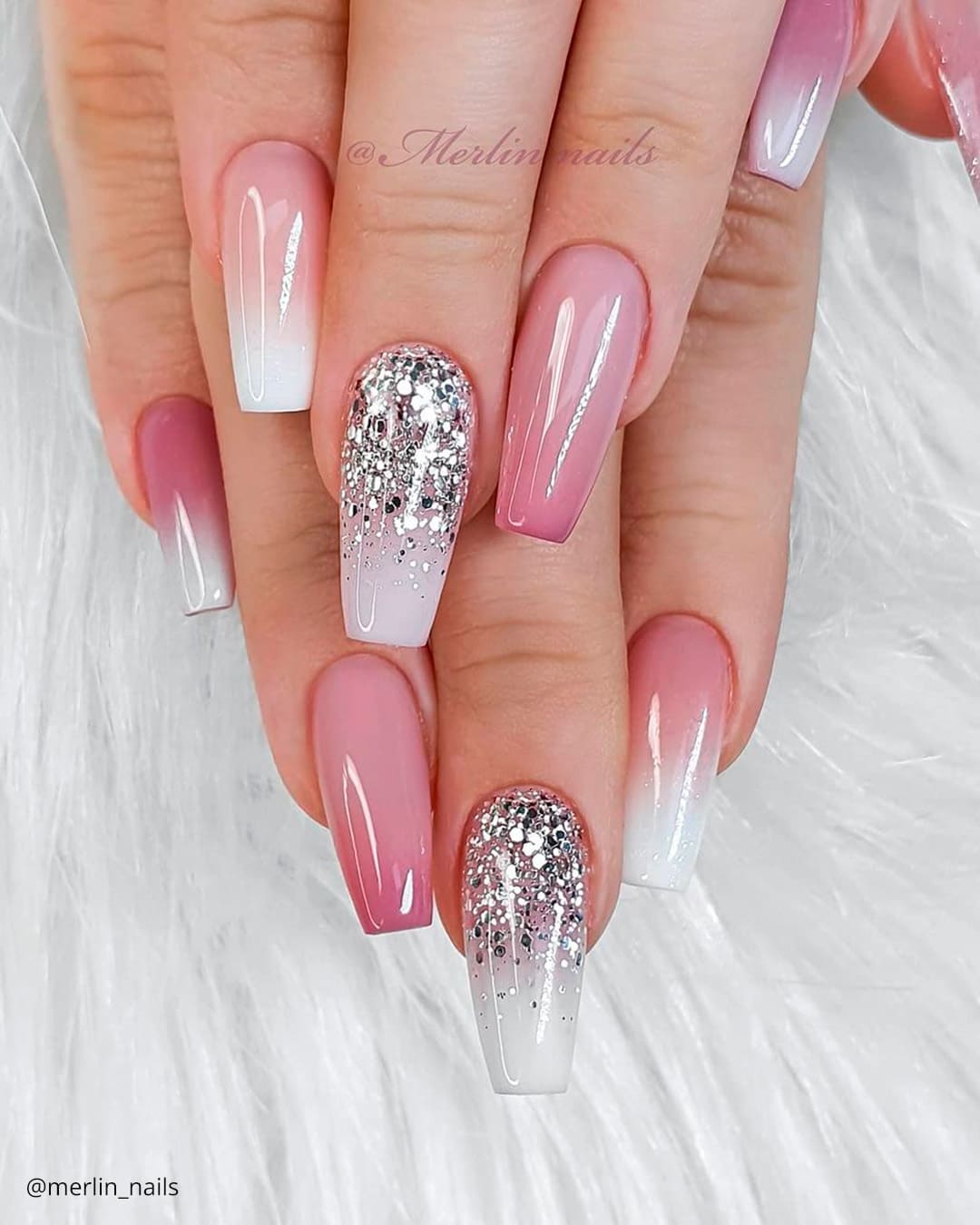 Almond Ombre Wedding Nails