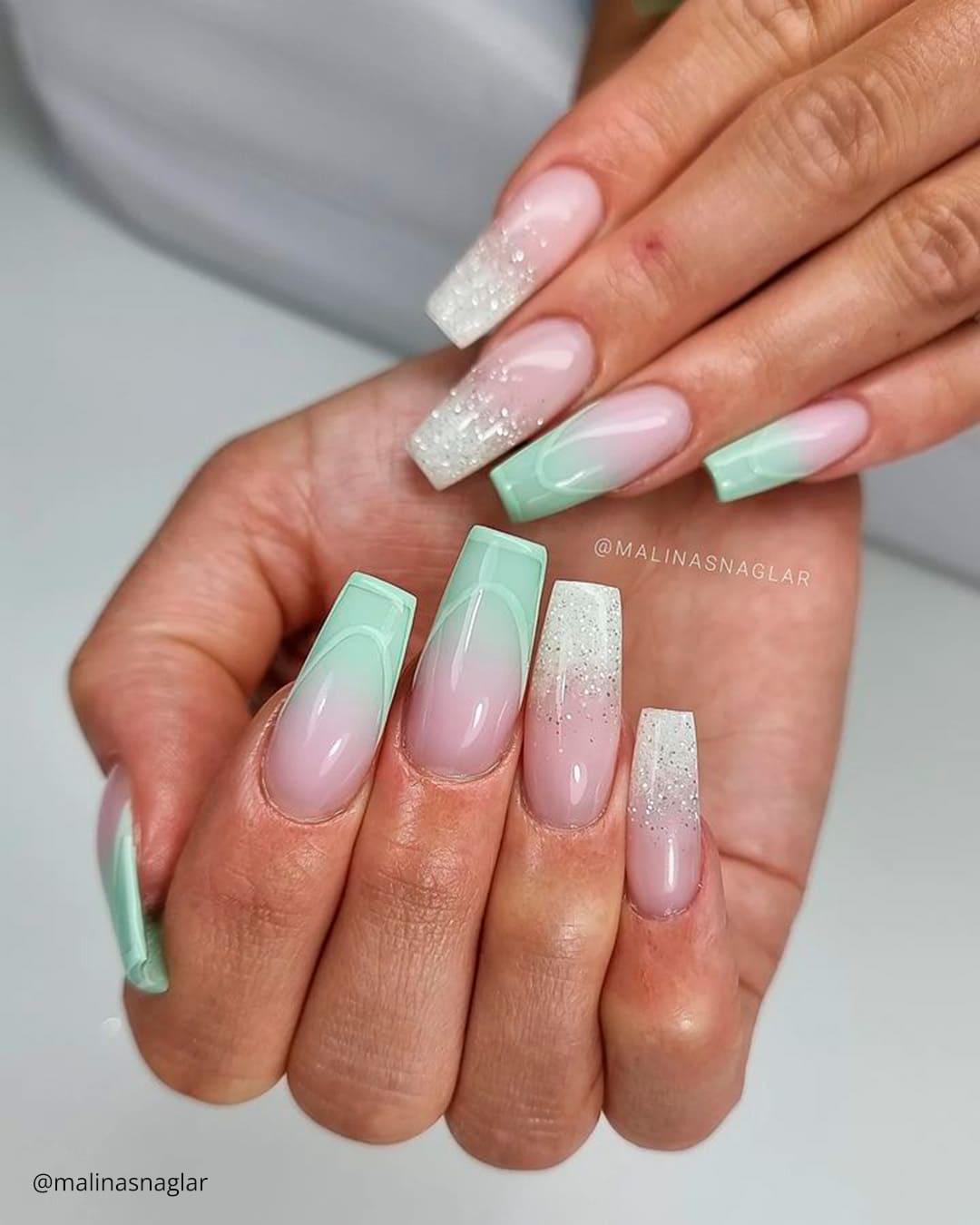 Almond Ombre Wedding Nails