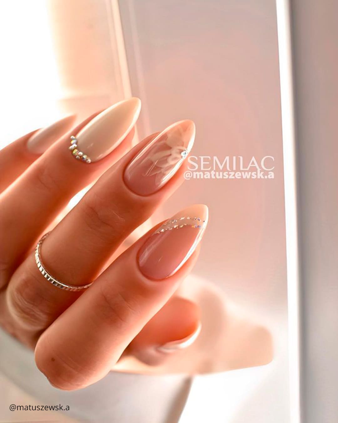 Ombre Wedding Nails with Lace