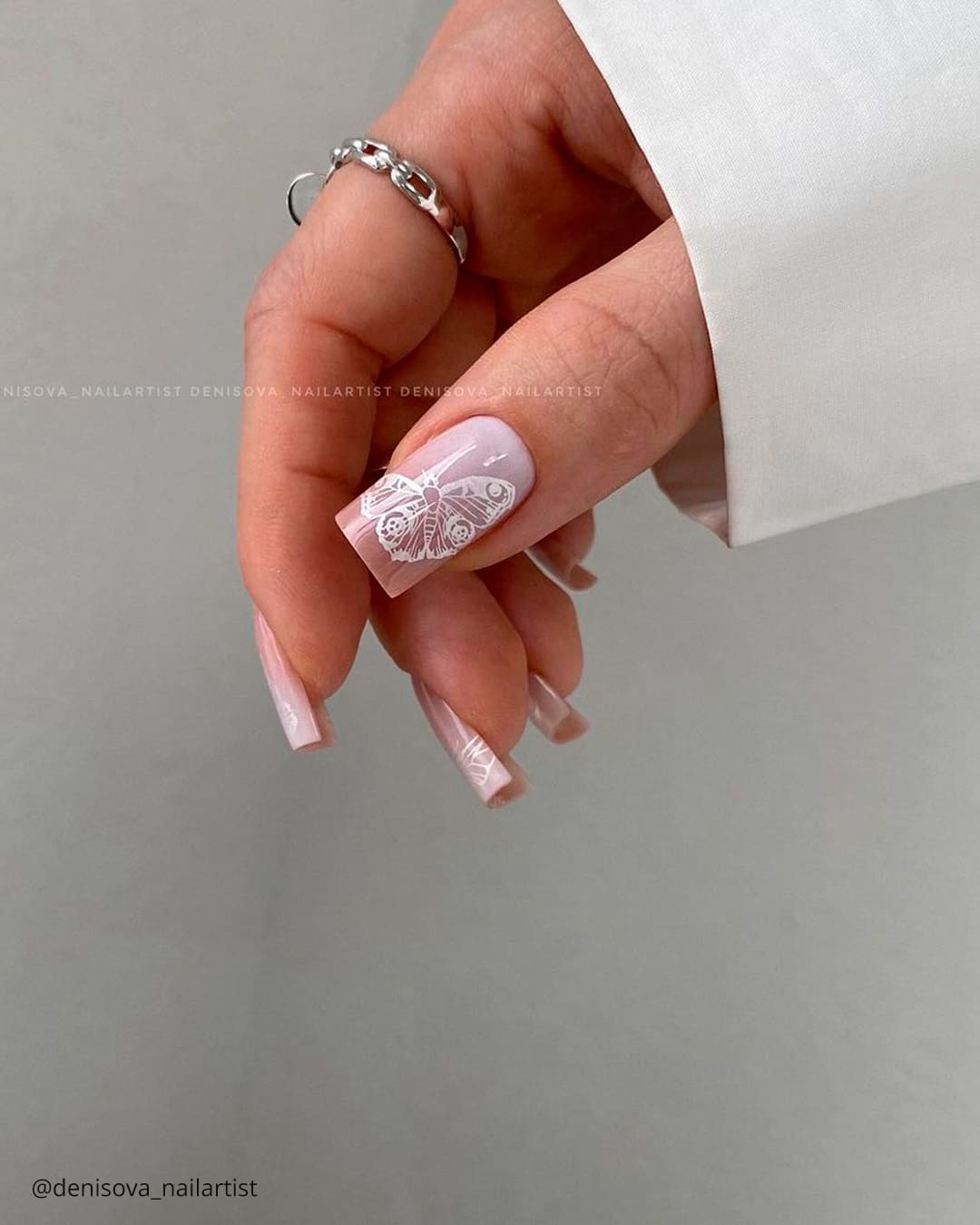 Ombre Wedding Nails with Lace
