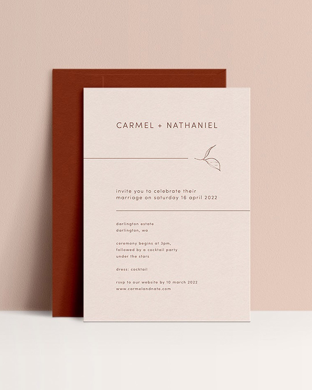Vintage Wedding Invitations In Rust