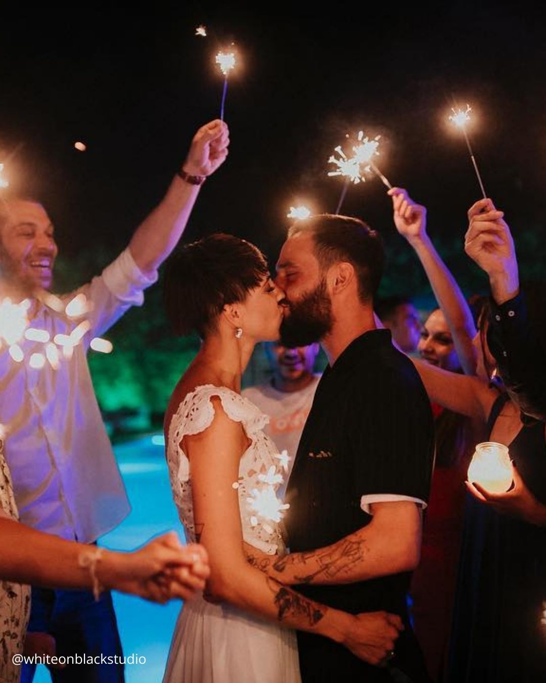 Kissing Couples Photos With Sparklers