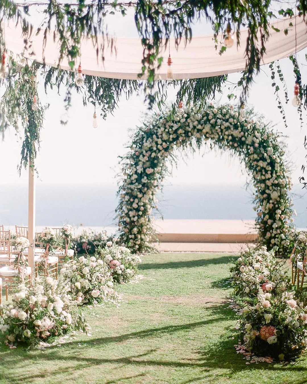 All White Wedding Ceremony Decor