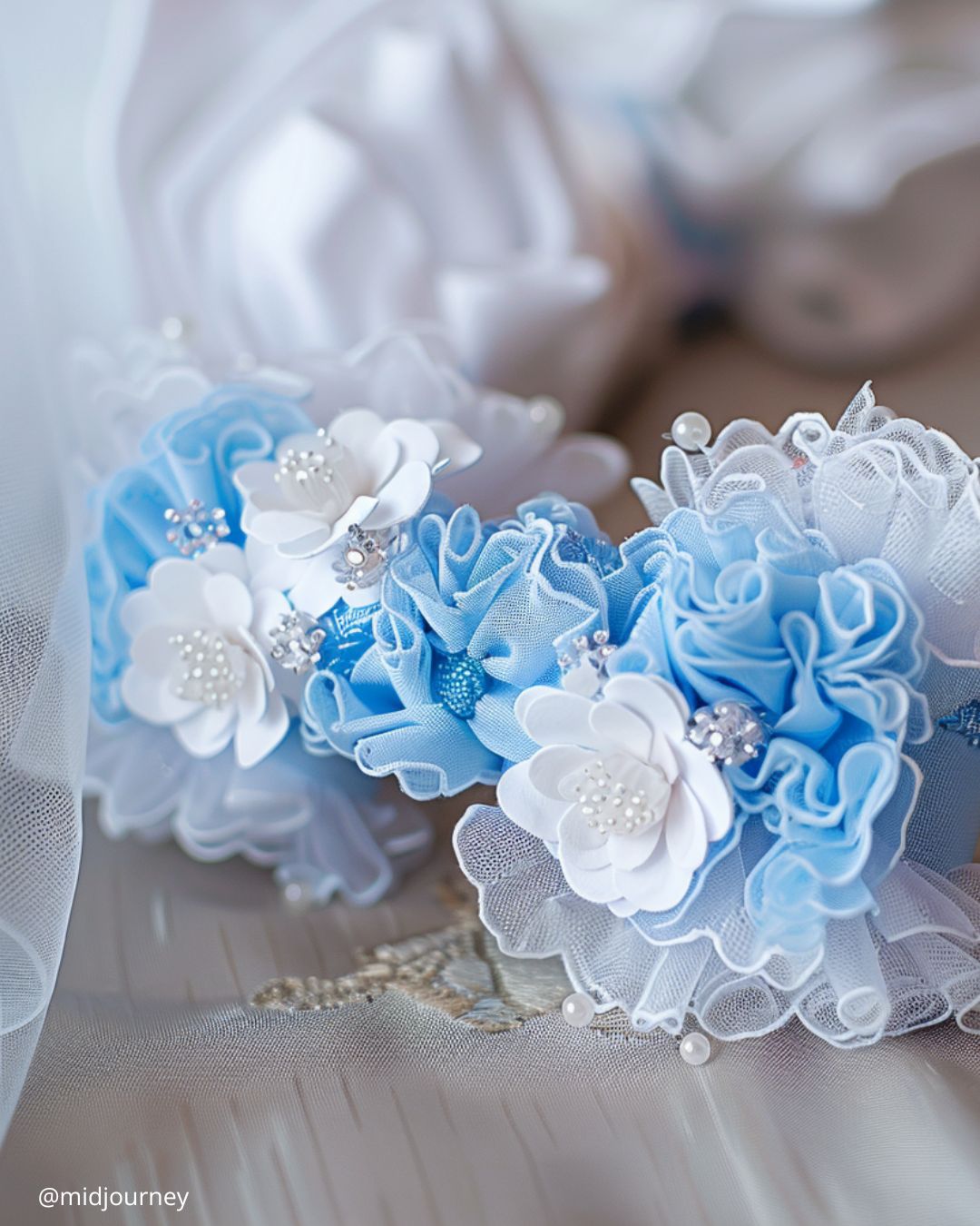 Garters For Wedding With Blue Decor