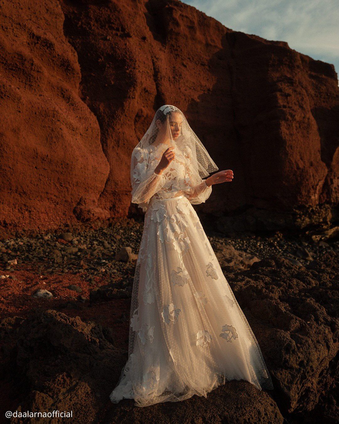 wedding photos magical beautiful bride in a shining dress around the mountains in the evening daalarnaofficial