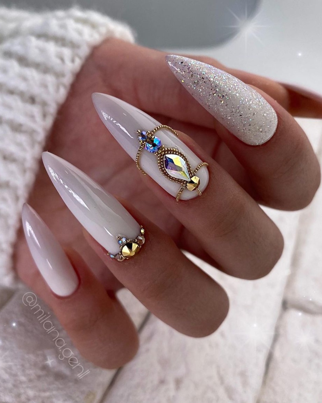 Stiletto Nails In White