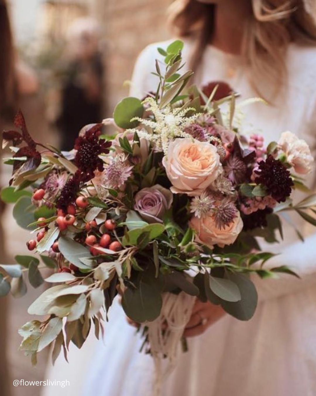 Cascading Winter Wedding Bouquets