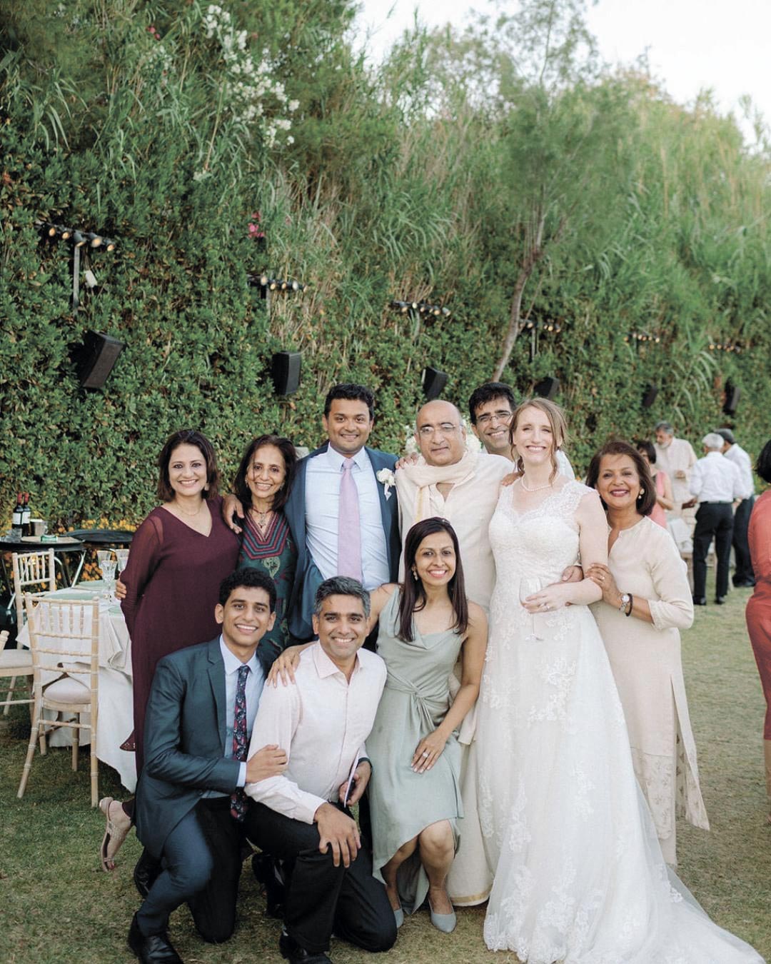 Bride and groom with nieces, nephews, or young relatives